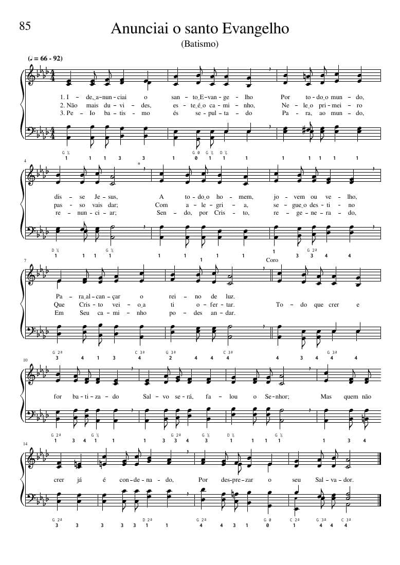 Amostra da partitura com dedilhado